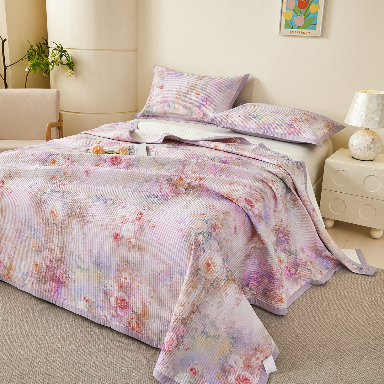 91家纺网 家纺一手货源 找家纺 元元家居（元元被业） 2026新款全棉纯棉13372系列夹棉枕套单件枕套单品单枕套-印花款 红颜