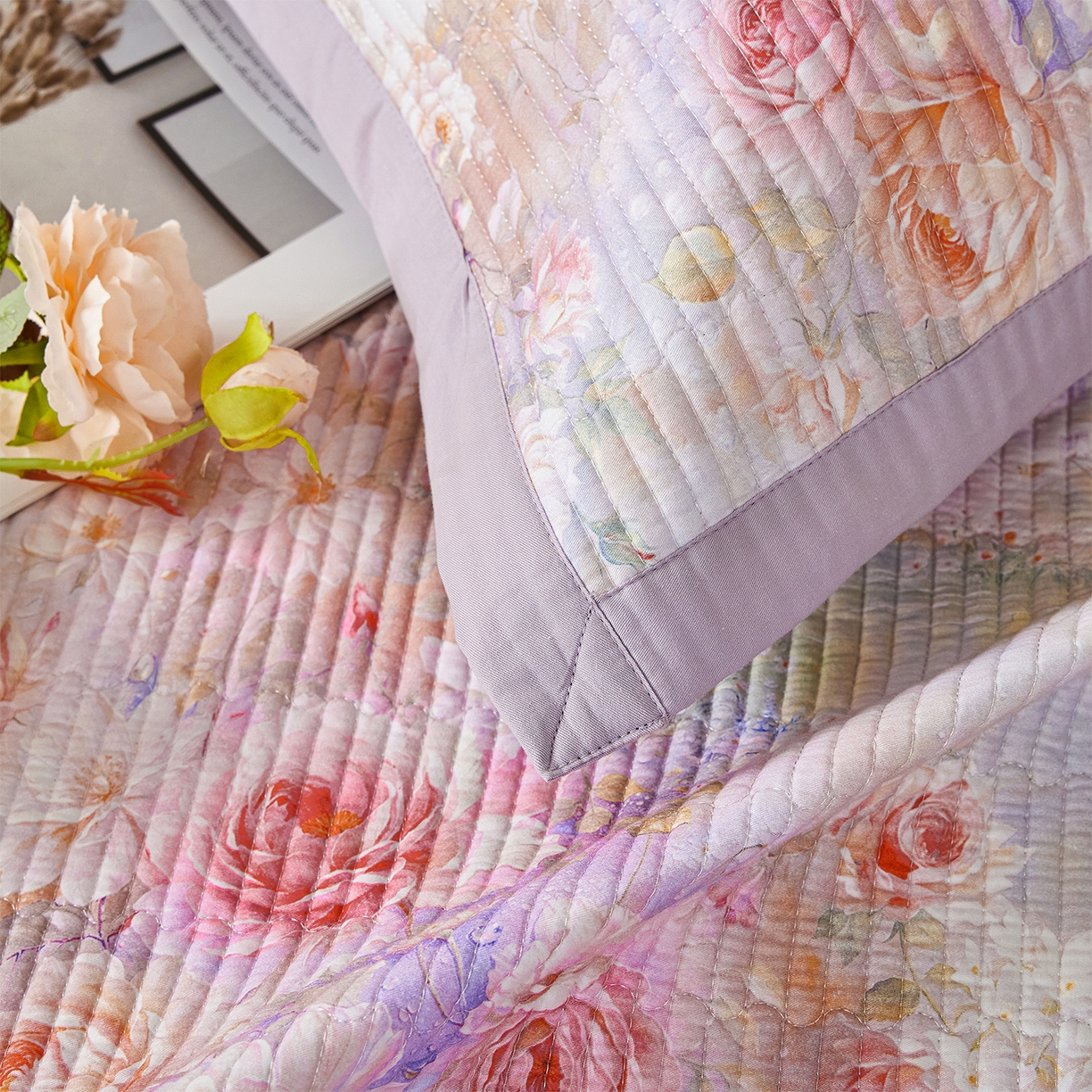 91家纺网 家纺一手货源 找家纺 元元家居（元元被业） 2026新款全棉纯棉13372系列夹棉枕套单件枕套单品单枕套-印花款 红颜