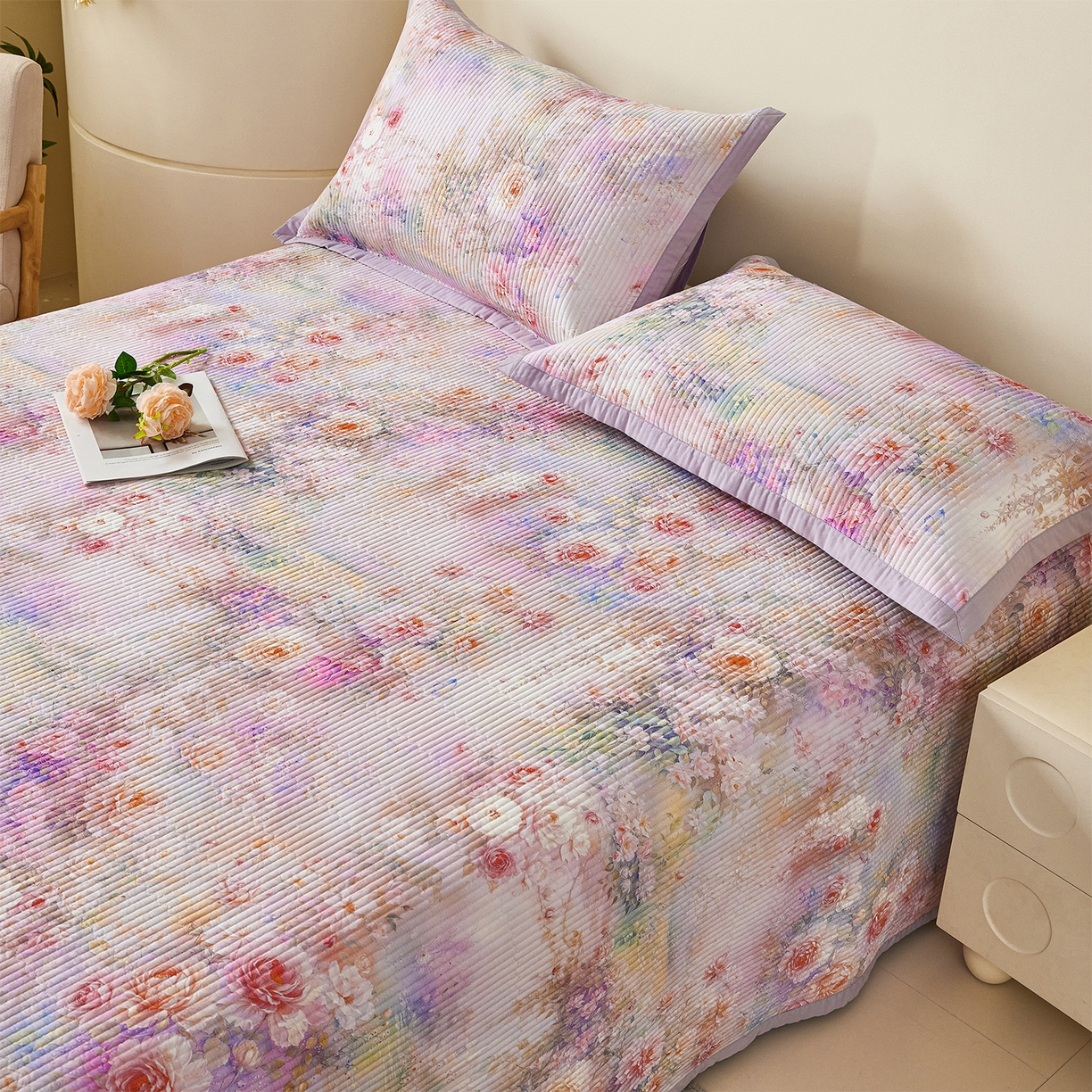 91家纺网 家纺一手货源 找家纺 元元家居（元元被业） 2026新款全棉纯棉13372系列夹棉枕套单件枕套单品单枕套-印花款 红颜