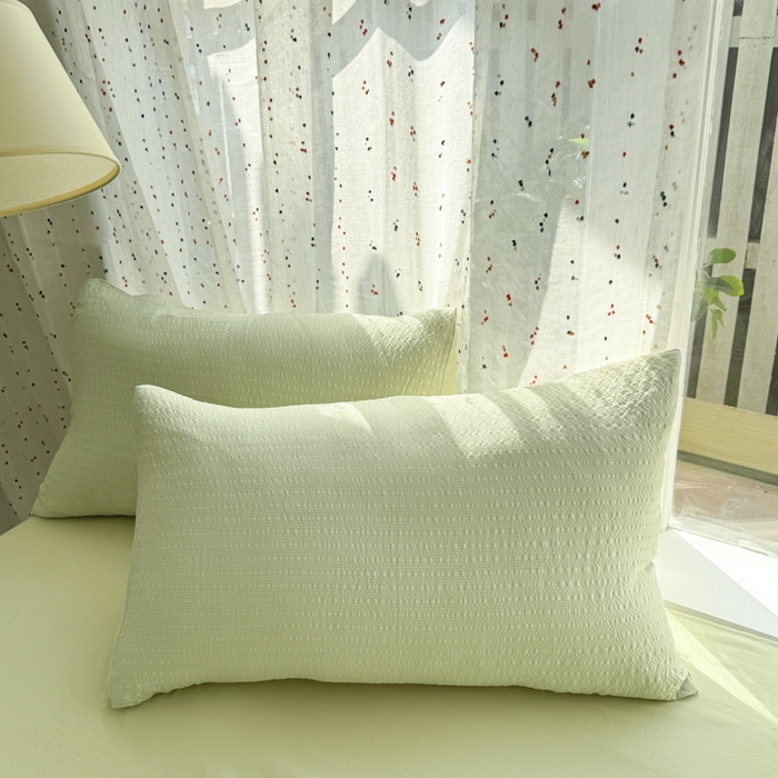 91家纺网 家纺一手货源 找家纺 雨帆家纺 2026新款时尚双拼泡芙纱四件套系列 泡芙纱绿+绿