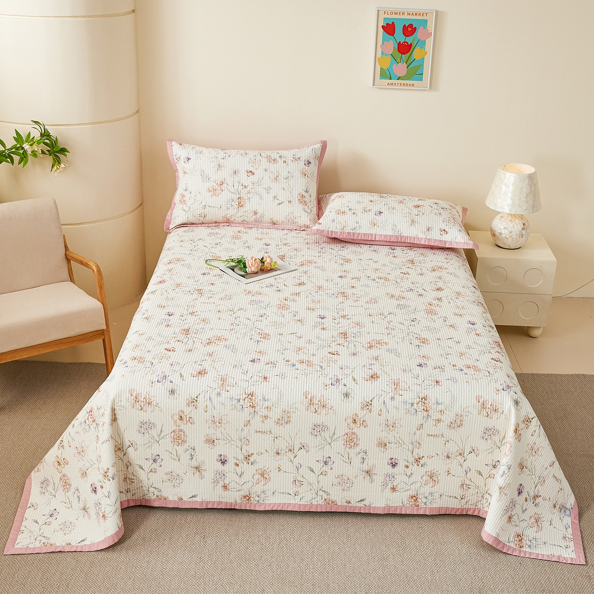 91家纺网 家纺一手货源 找家纺 （总）元元家居（元元被业） 2026新款全棉纯棉13372系列床盖单件床盖单品单床盖-印花款