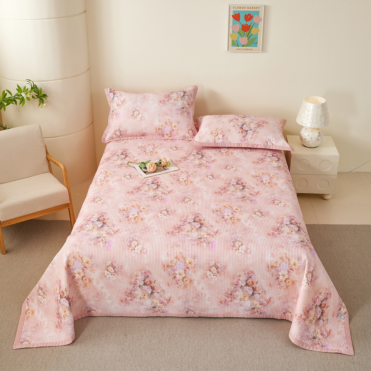 91家纺网 家纺一手货源 找家纺 （总）元元家居（元元被业） 2026新款全棉纯棉13372系列床盖单件床盖单品单床盖-印花款