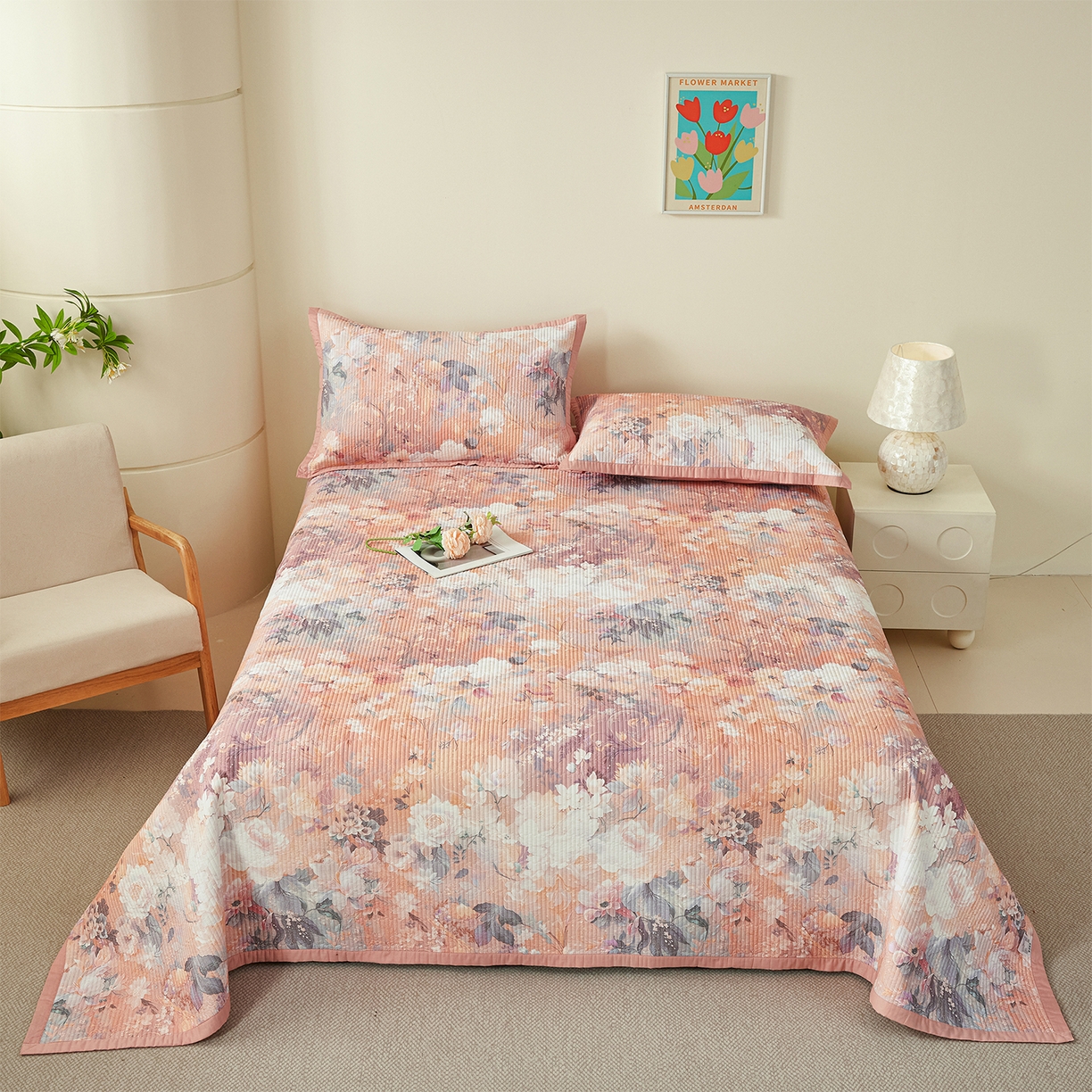 91家纺网 家纺一手货源 找家纺 （总）元元家居（元元被业） 2026新款全棉纯棉13372系列床盖单件床盖单品单床盖-印花款