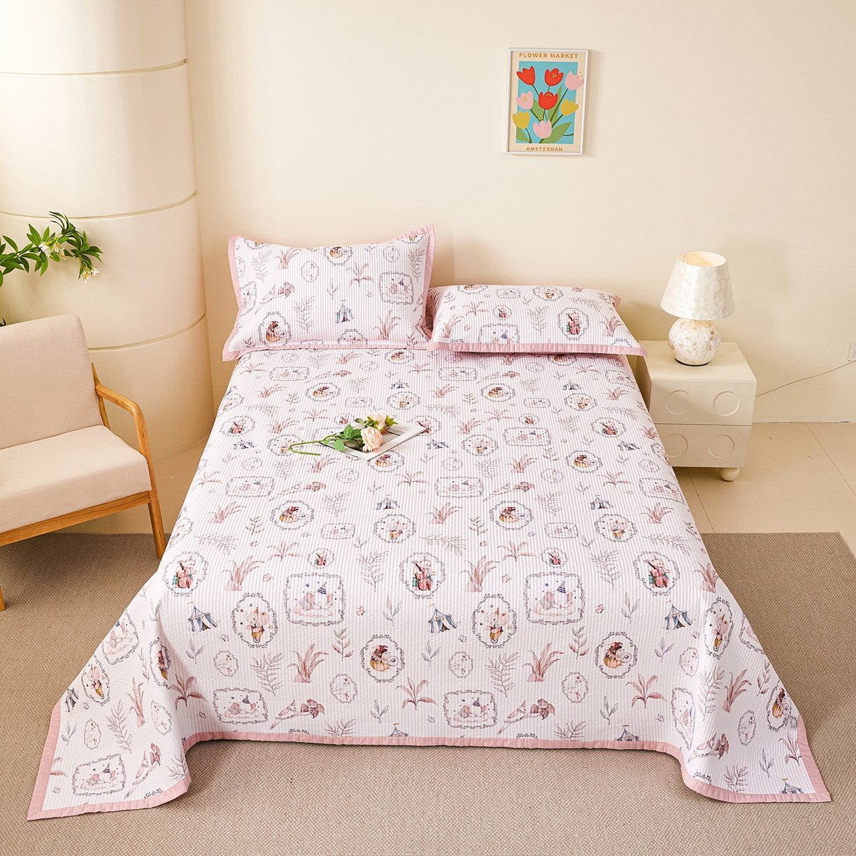 91家纺网 家纺一手货源 找家纺 （总）元元家居（元元被业） 2026新款全棉纯棉13372系列床盖单件床盖单品单床盖-印花款