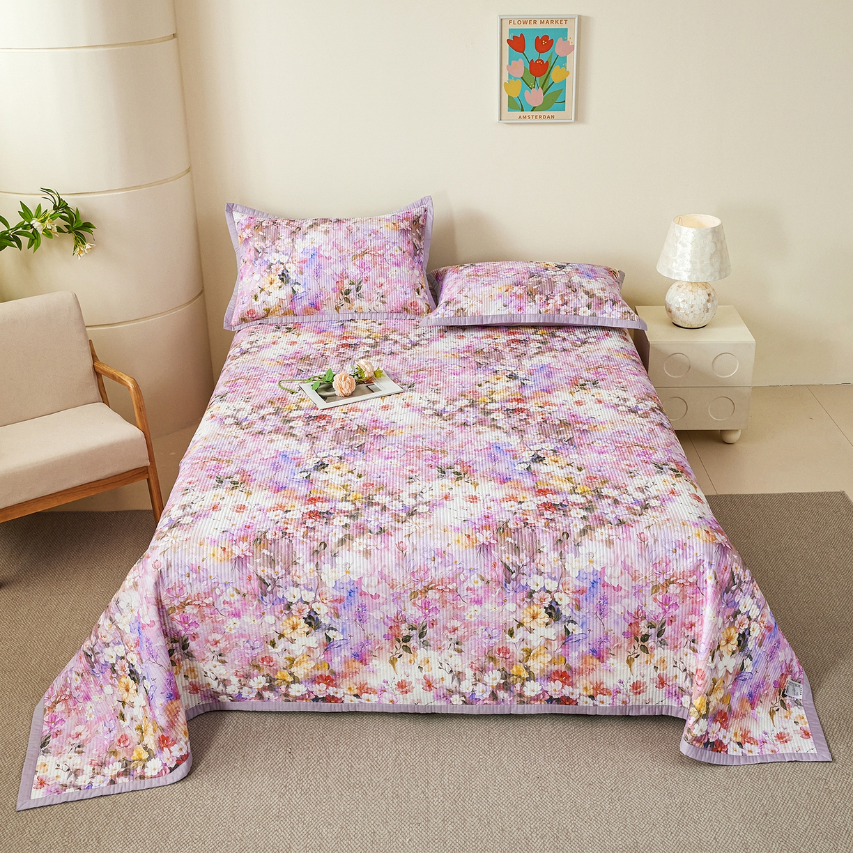 91家纺网 家纺一手货源 找家纺 （总）元元家居（元元被业） 2026新款全棉纯棉13372系列床盖单件床盖单品单床盖-印花款