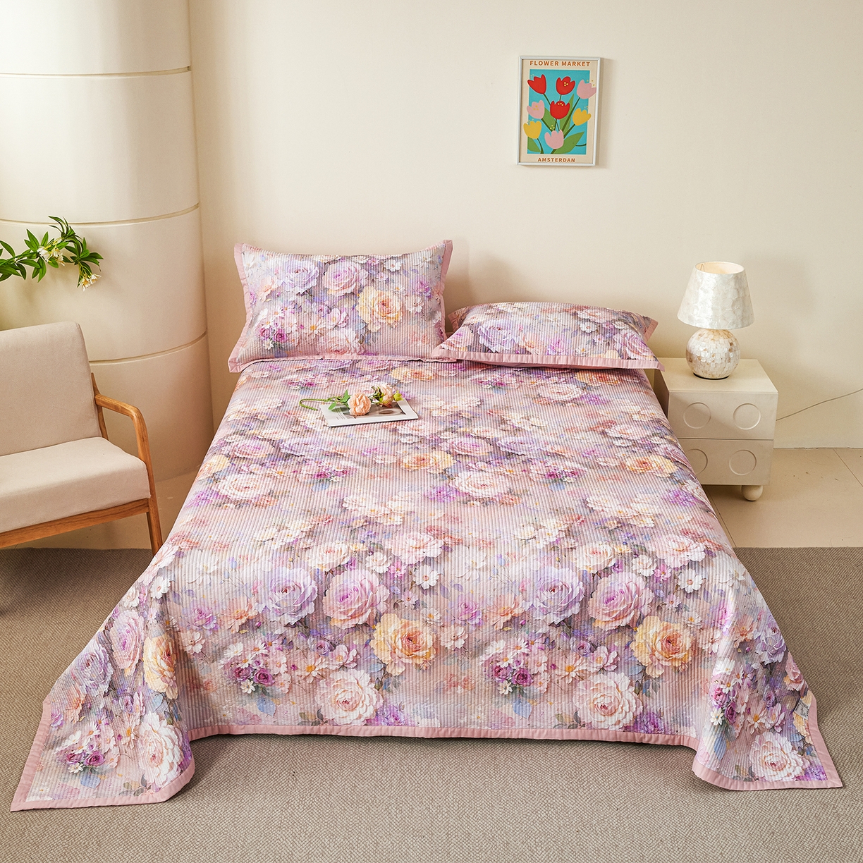 91家纺网 家纺一手货源 找家纺 （总）元元家居（元元被业） 2026新款全棉纯棉13372系列床盖单件床盖单品单床盖-印花款