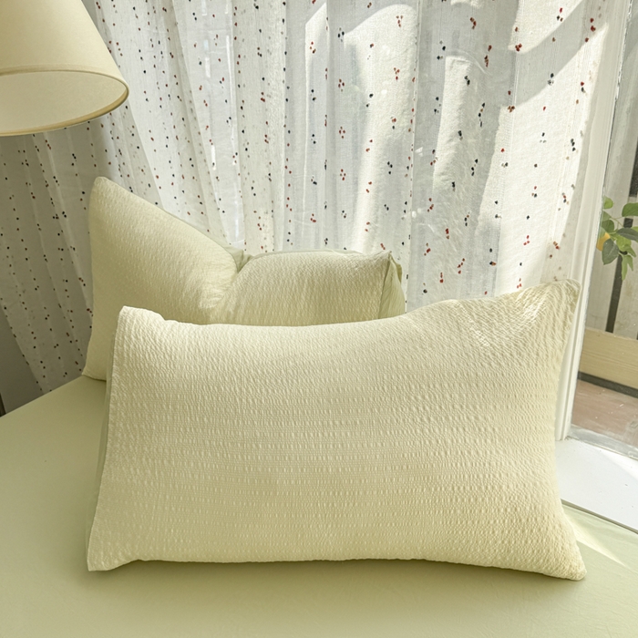 91家纺网 家纺一手货源 找家纺 雨帆家纺 2026新款时尚双拼泡芙纱四件套系列 泡芙纱米黄+绿