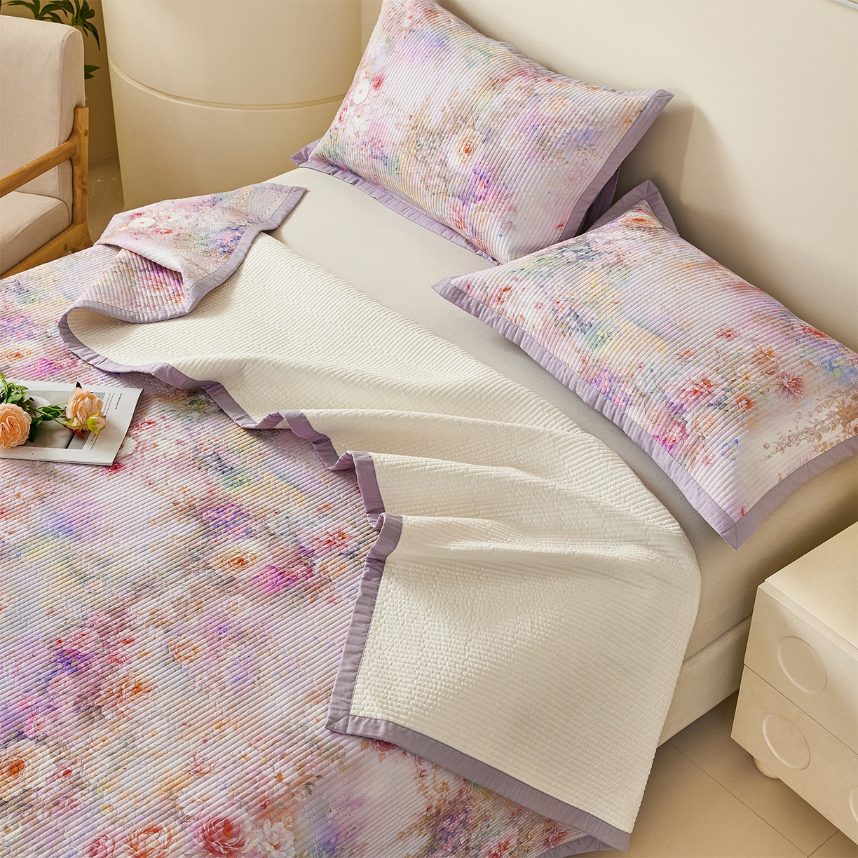 91家纺网 家纺一手货源 找家纺 元元家居（元元被业） 2026新款全棉纯棉13372系列床盖单件床盖单品单床盖-印花款 红颜