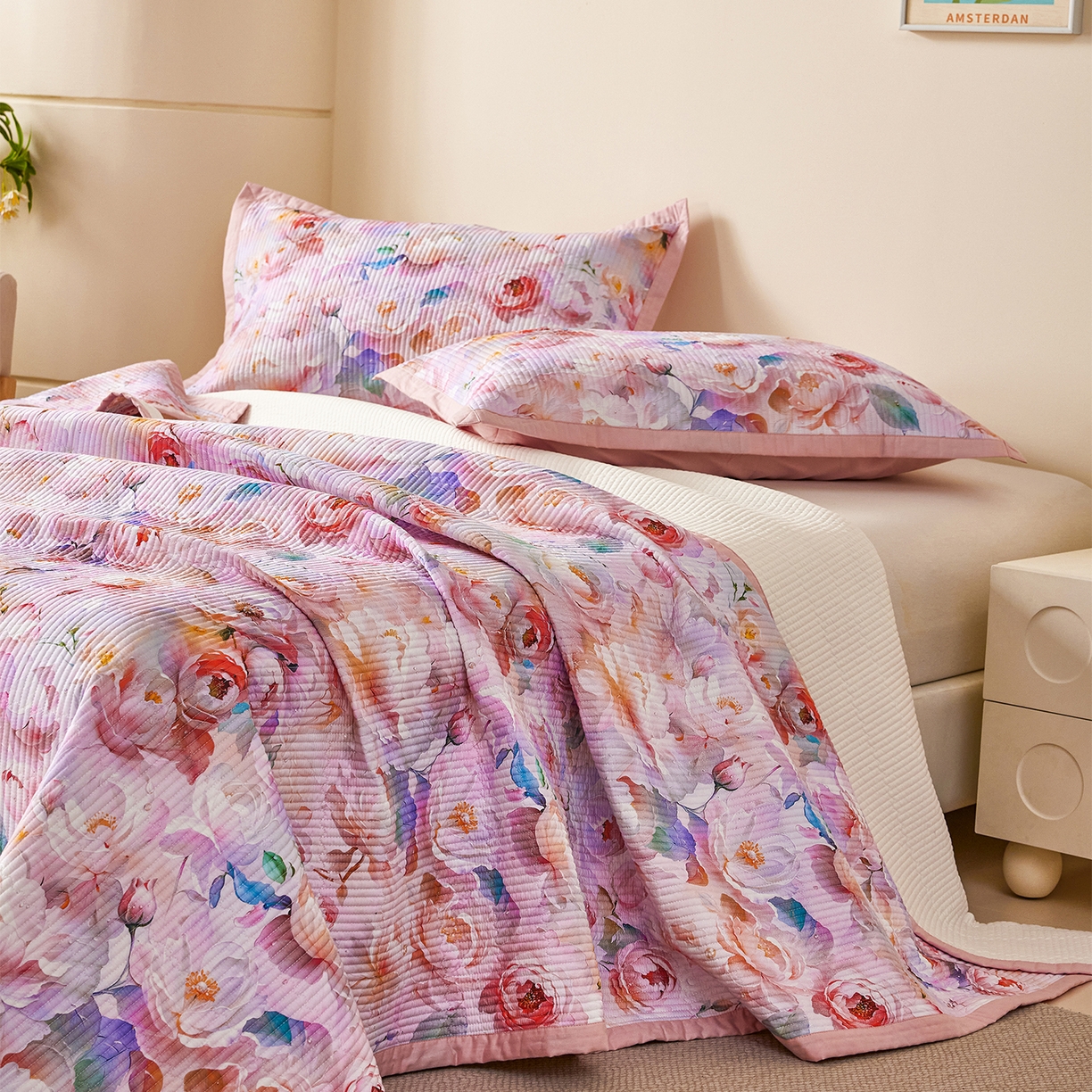 91家纺网 家纺一手货源 找家纺 元元家居（元元被业） 2026新款全棉纯棉13372系列夹棉枕套单件枕套单品单枕套-印花款 凝珠