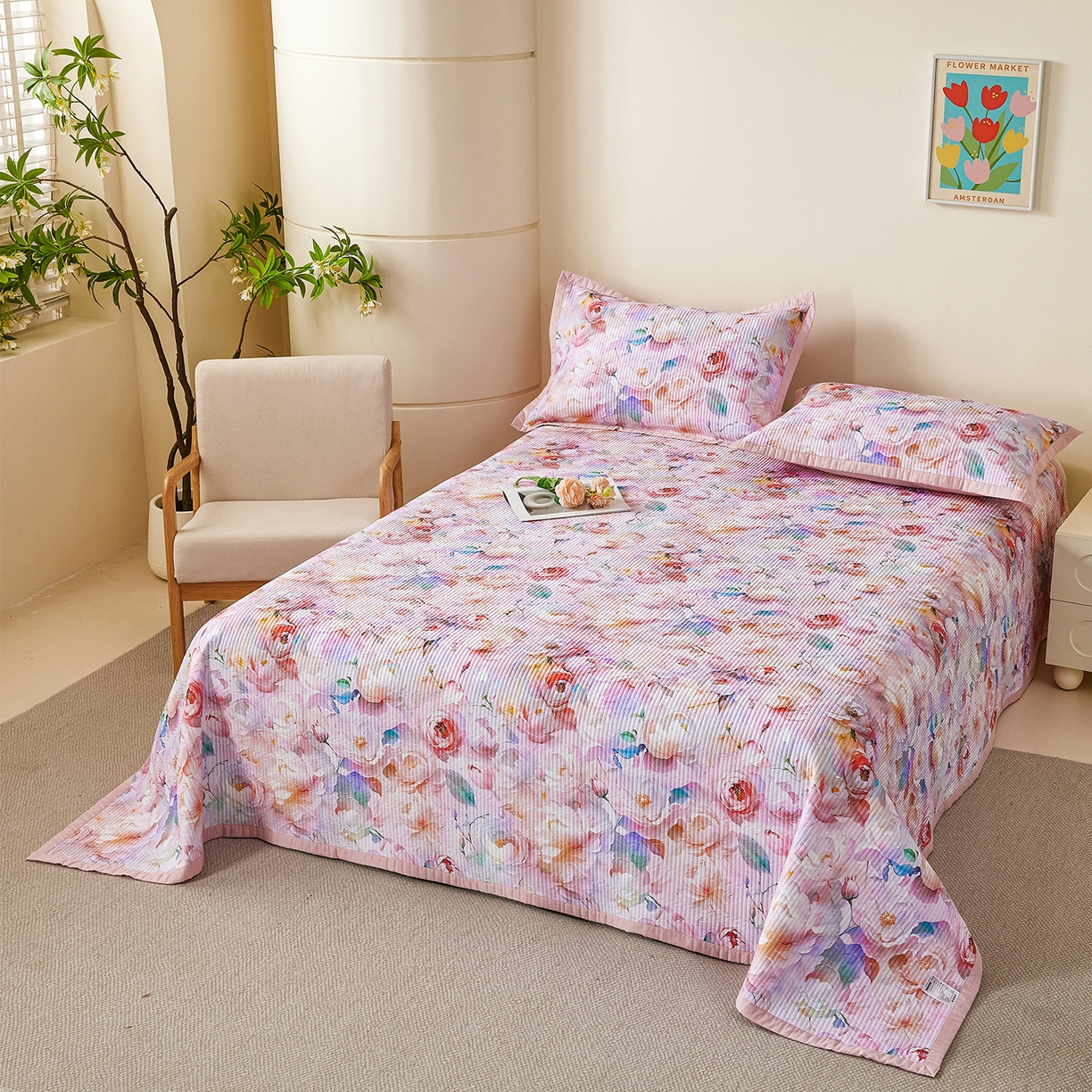 91家纺网 家纺一手货源 找家纺 元元家居（元元被业） 2026新款全棉纯棉13372系列夹棉枕套单件枕套单品单枕套-印花款 凝珠