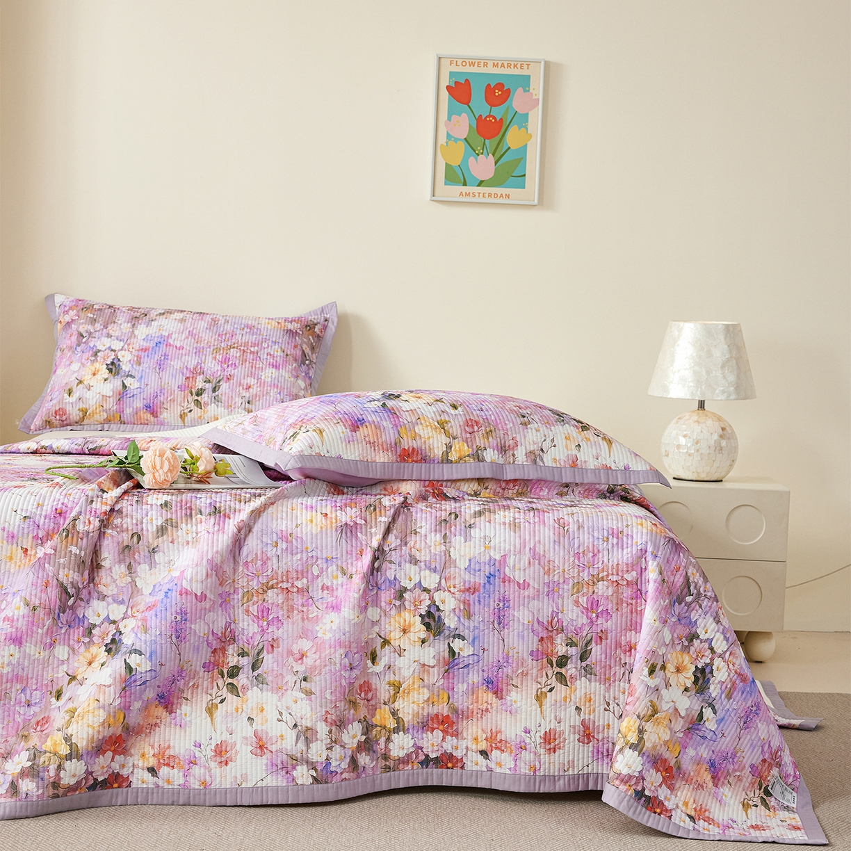 91家纺网 家纺一手货源 找家纺 元元家居（元元被业） 2026新款全棉纯棉13372系列夹棉枕套单件枕套单品单枕套-印花款 闪亮