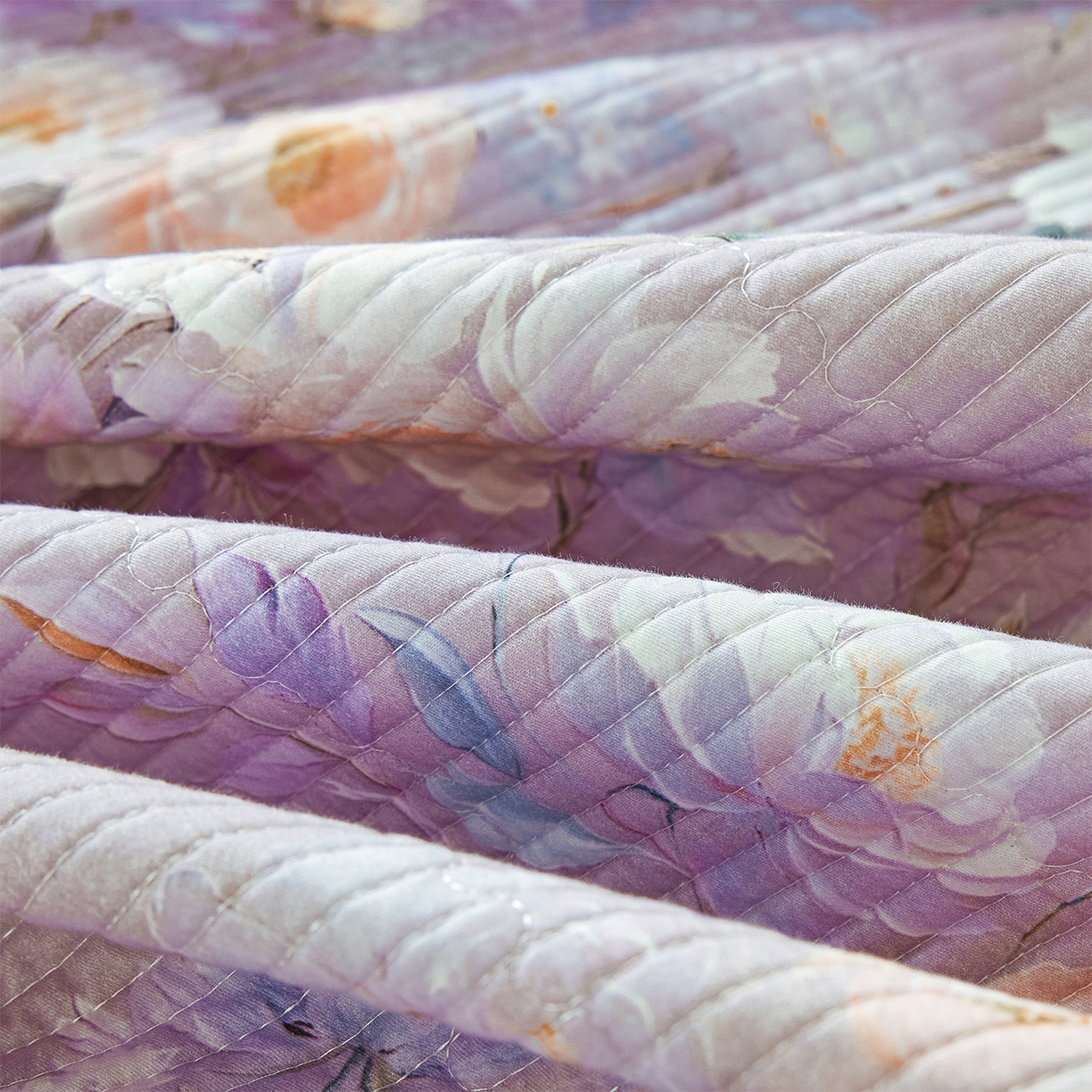 91家纺网 家纺一手货源 找家纺 元元家居（元元被业） 2026新款全棉纯棉13372系列床盖单件床盖单品单床盖-印花款 花漾紫