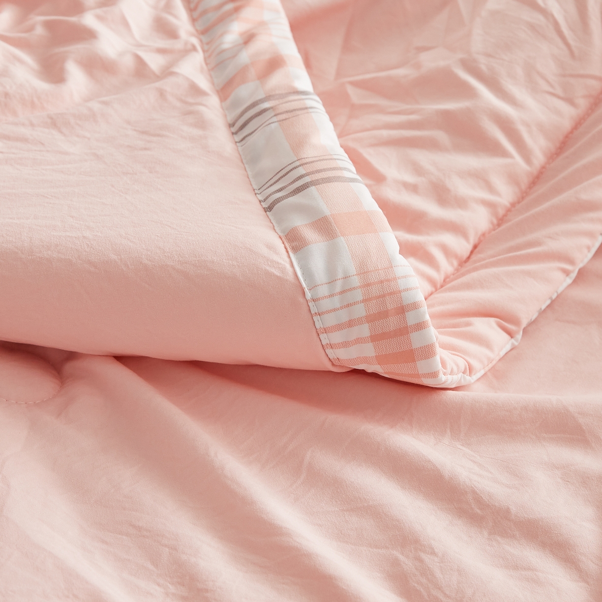 91家纺网 家纺一手货源 找家纺 帕芬鸟家纺 2026新款100%棉花夏被纯色系列 蜜桃粉