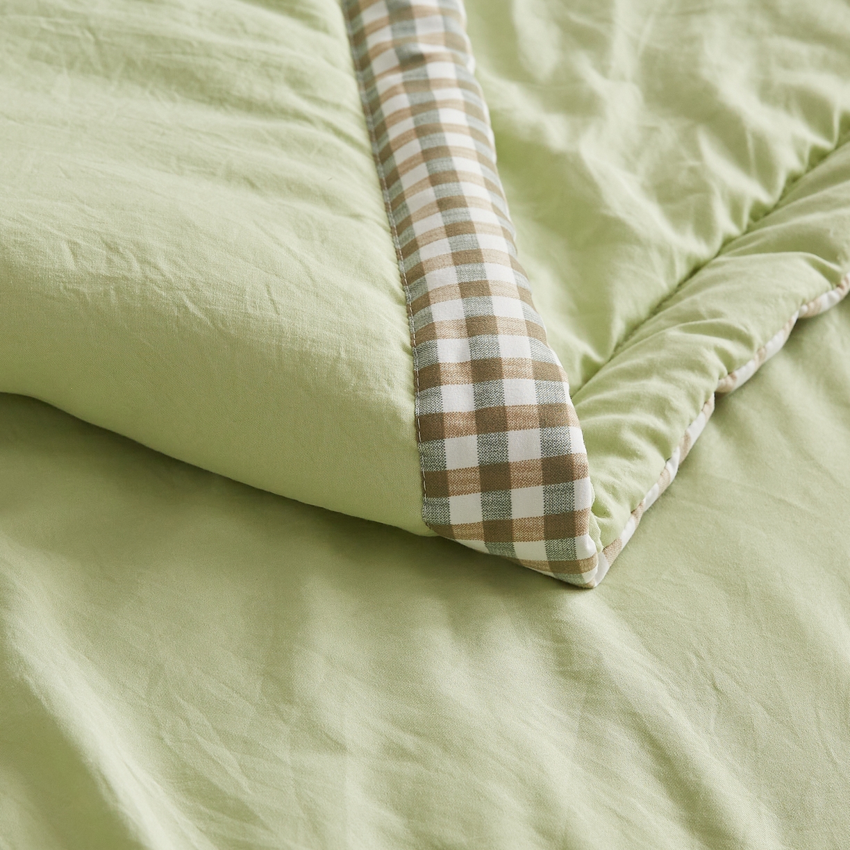 91家纺网 家纺一手货源 找家纺 帕芬鸟家纺 2026新款100%棉花夏被纯色系列 抹茶绿