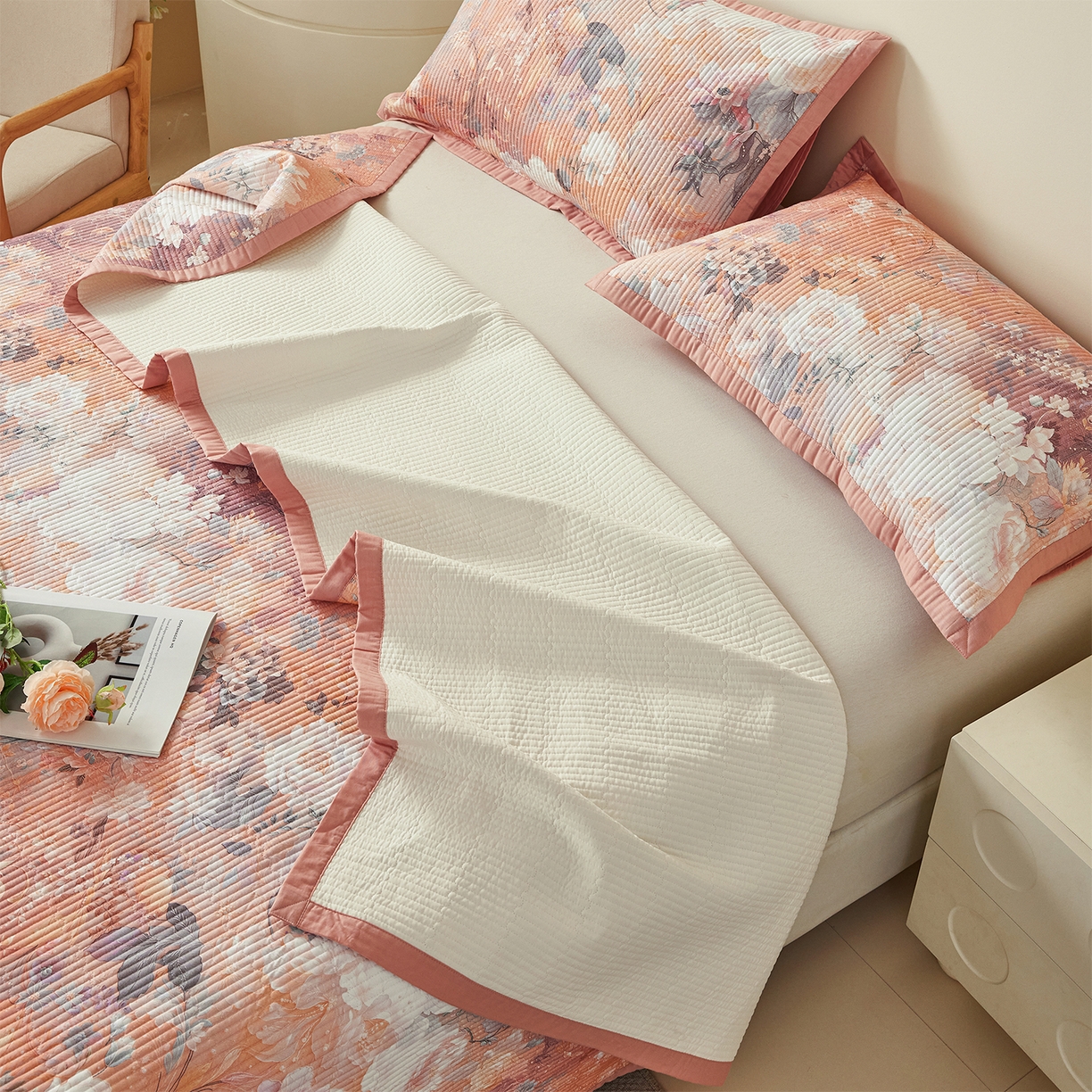 91家纺网 家纺一手货源 找家纺 元元家居（元元被业） 2026新款全棉纯棉13372系列床盖单件床盖单品单床盖-印花款 惊艳