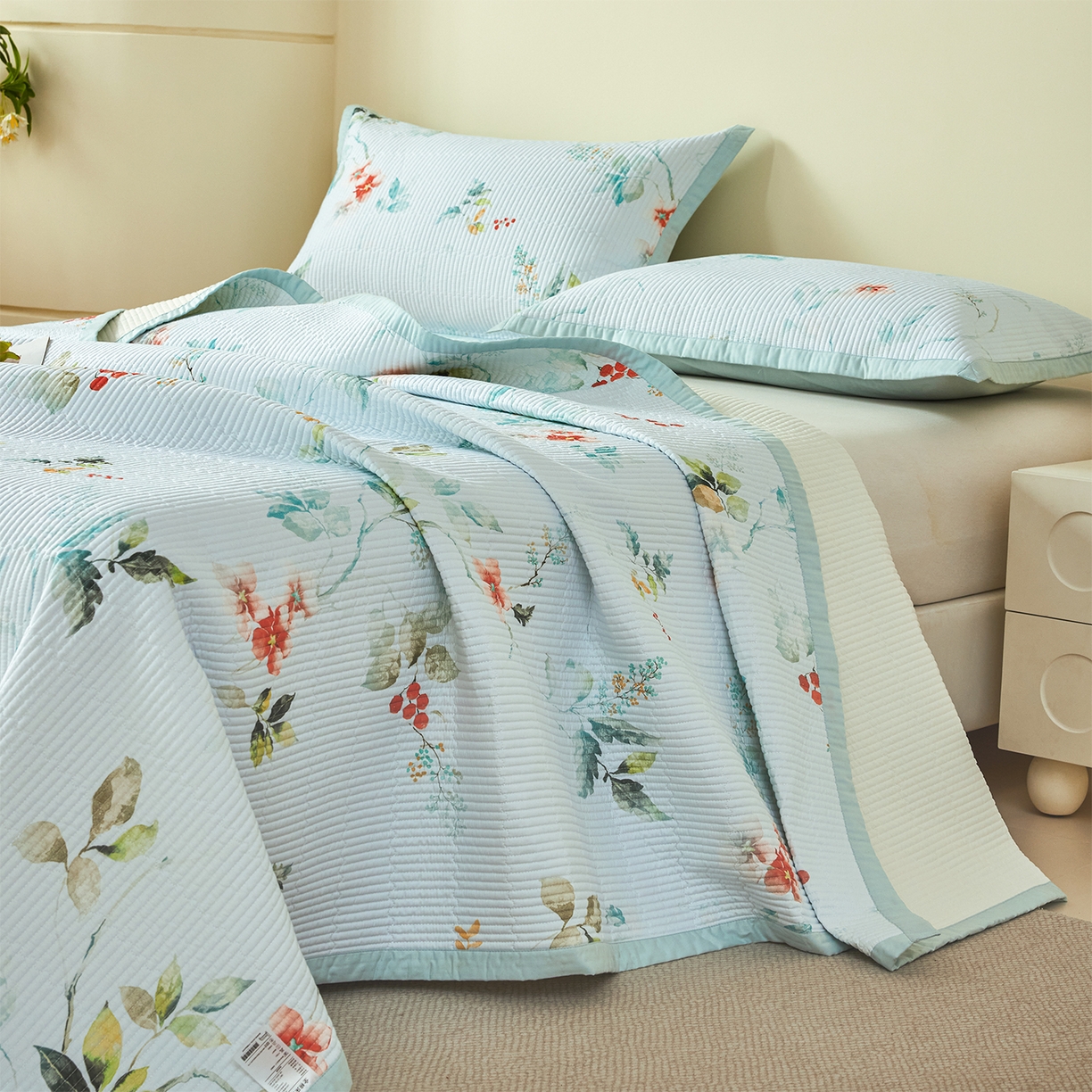 91家纺网 家纺一手货源 找家纺 元元家居（元元被业） 2026新款全棉纯棉13372系列夹棉枕套单件枕套单品单枕套-印花款 有枝