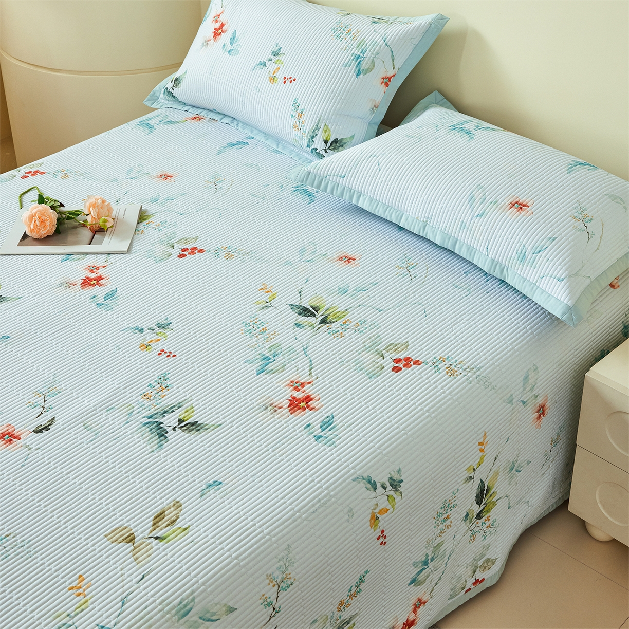 91家纺网 家纺一手货源 找家纺 元元家居（元元被业） 2026新款全棉纯棉13372系列夹棉枕套单件枕套单品单枕套-印花款 有枝