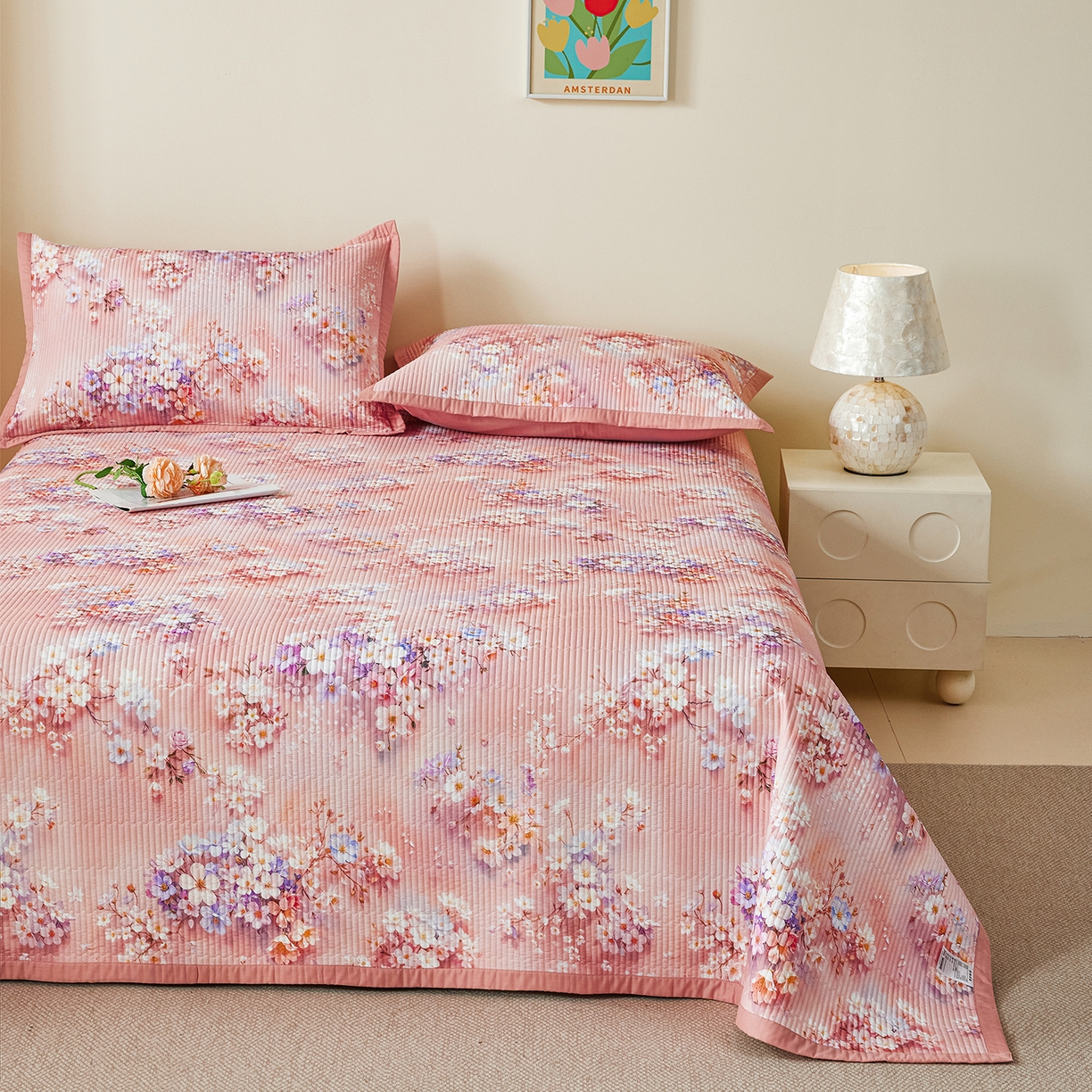 91家纺网 家纺一手货源 找家纺 元元家居（元元被业） 2026新款全棉纯棉13372系列夹棉枕套单件枕套单品单枕套-印花款 月棠