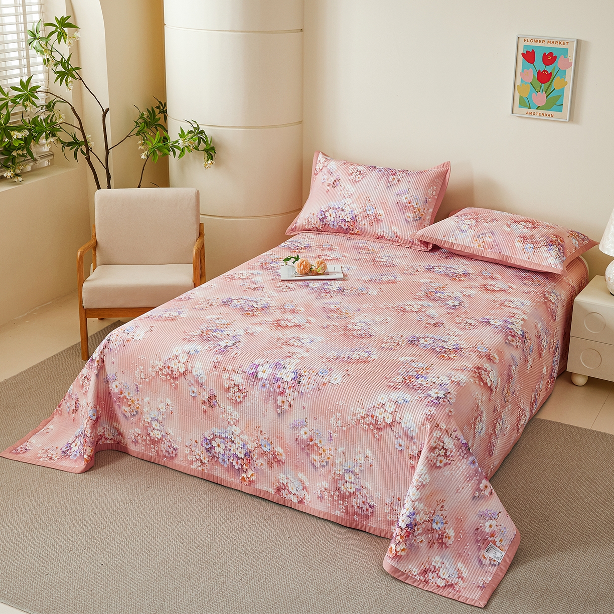 91家纺网 家纺一手货源 找家纺 元元家居（元元被业） 2026新款全棉纯棉13372系列夹棉枕套单件枕套单品单枕套-印花款 月棠