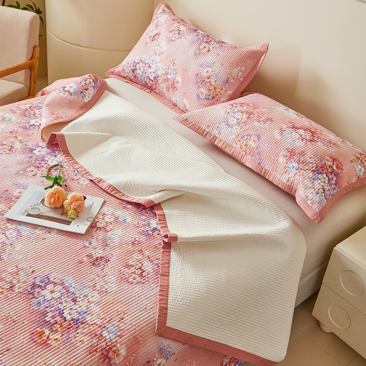 91家纺网 家纺一手货源 找家纺 元元家居（元元被业） 2026新款全棉纯棉13372系列夹棉枕套单件枕套单品单枕套-印花款 月棠