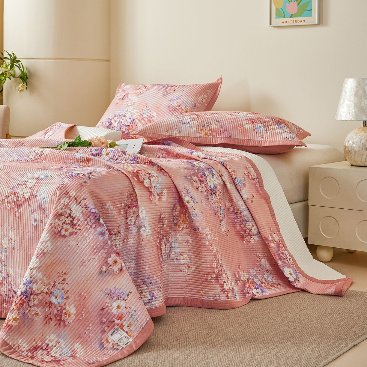 91家纺网 家纺一手货源 找家纺 元元家居（元元被业） 2026新款全棉纯棉13372系列夹棉枕套单件枕套单品单枕套-印花款 月棠