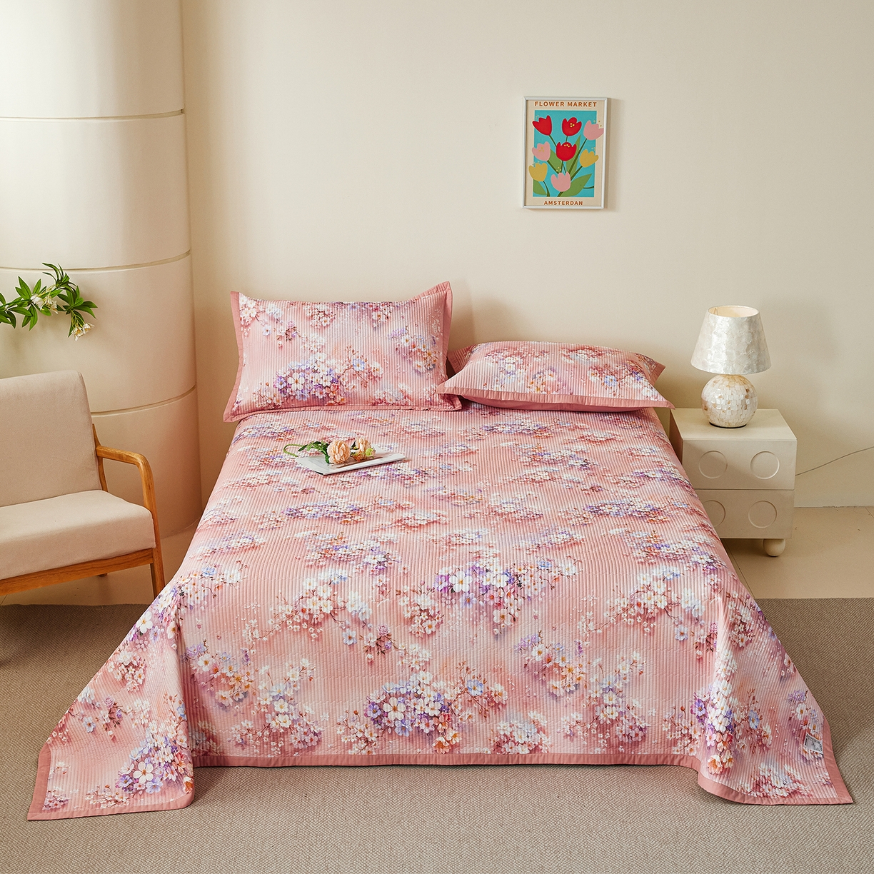 91家纺网 家纺一手货源 找家纺 元元家居（元元被业） 2026新款全棉纯棉13372系列夹棉枕套单件枕套单品单枕套-印花款 月棠