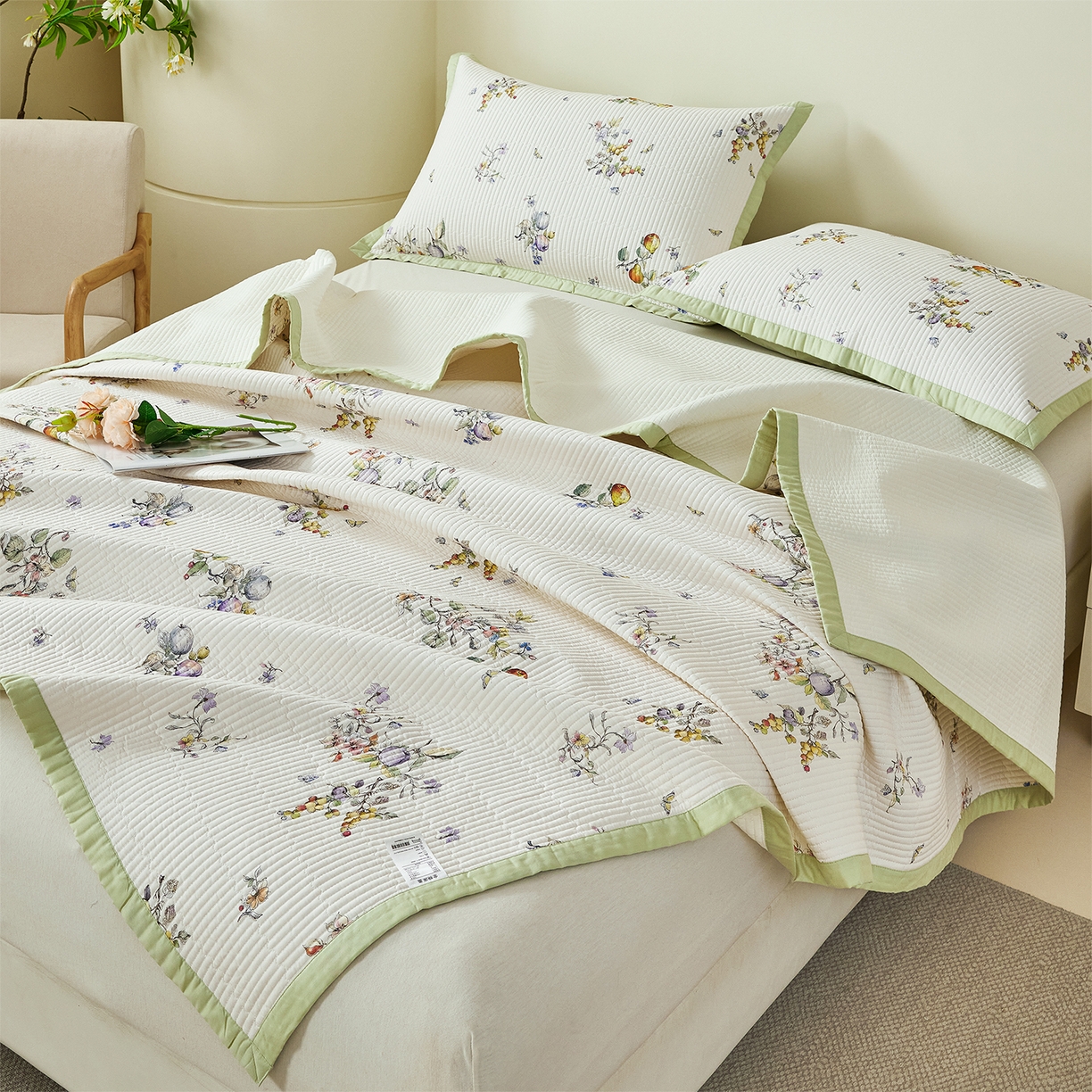 91家纺网 家纺一手货源 找家纺 元元家居（元元被业） 2026新款全棉纯棉13372系列夹棉枕套单件枕套单品单枕套-印花款 知夏