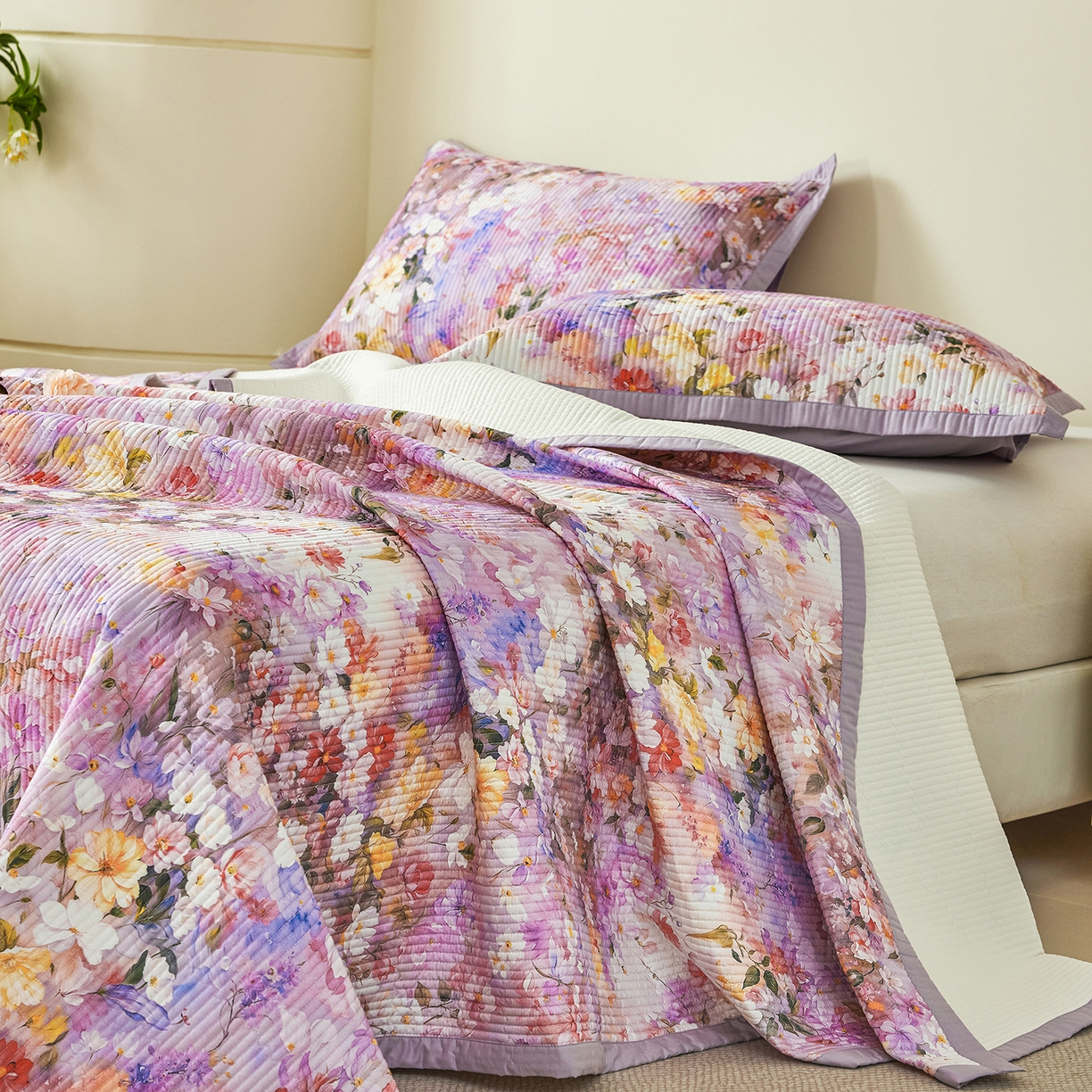 91家纺网 家纺一手货源 找家纺 元元家居（元元被业） 2026新款全棉纯棉13372系列床盖单件床盖单品单床盖-印花款 闪亮