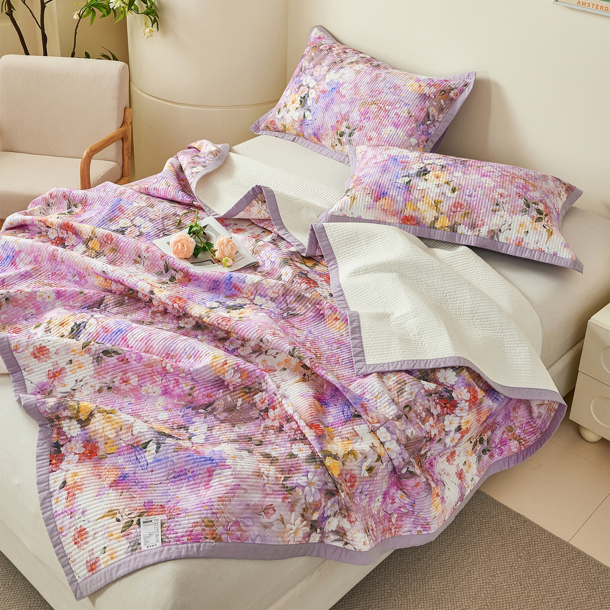 91家纺网 家纺一手货源 找家纺 元元家居（元元被业） 2026新款全棉纯棉13372系列床盖单件床盖单品单床盖-印花款 闪亮