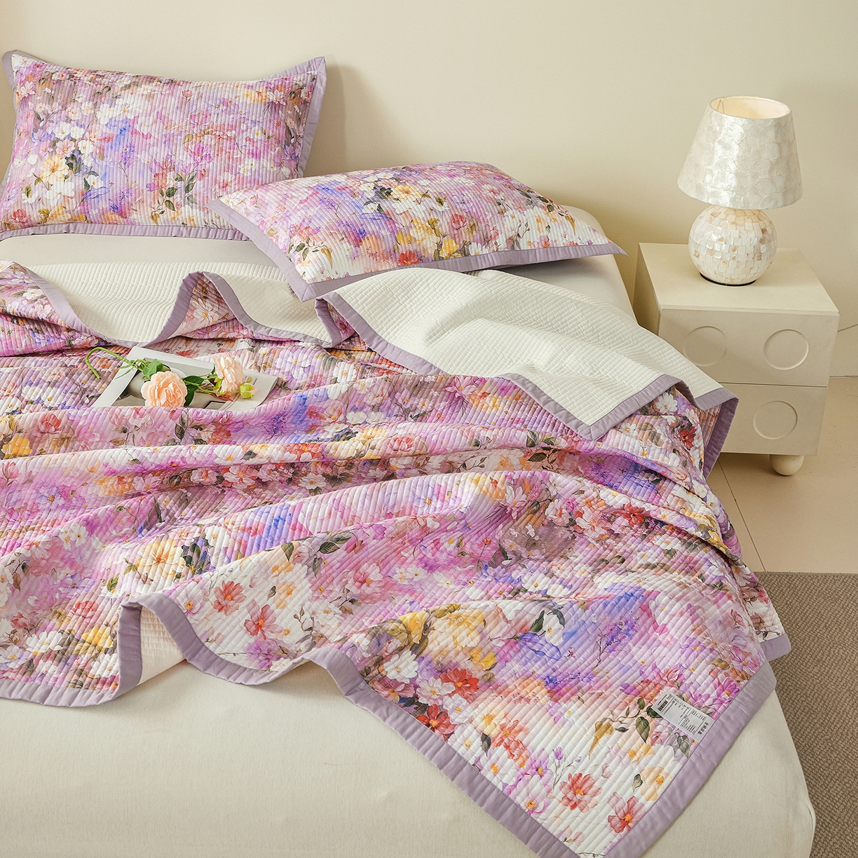 91家纺网 家纺一手货源 找家纺 元元家居（元元被业） 2026新款全棉纯棉13372系列床盖单件床盖单品单床盖-印花款 闪亮