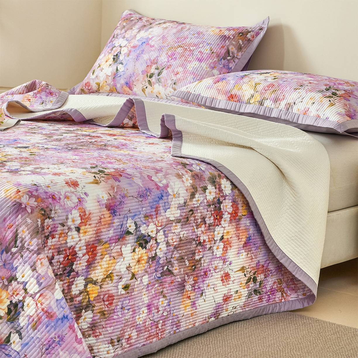 91家纺网 家纺一手货源 找家纺 元元家居（元元被业） 2026新款全棉纯棉13372系列床盖单件床盖单品单床盖-印花款 闪亮