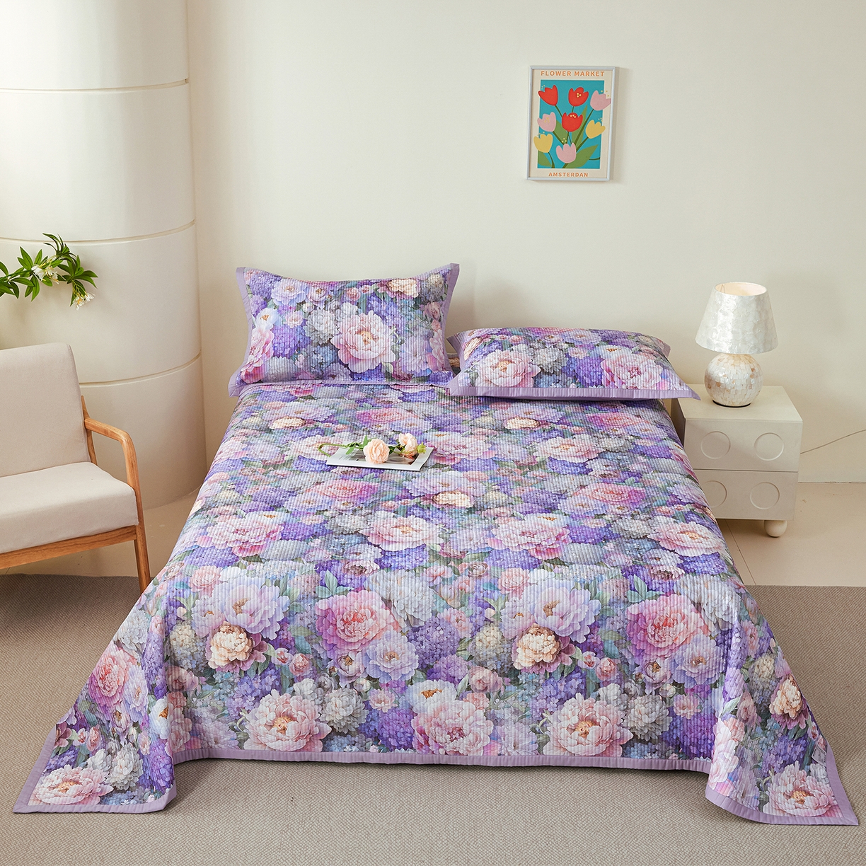 元元家居（元元被业） 2026新款全棉纯棉13372系列床盖单件床盖单品单床盖-印花款 思思