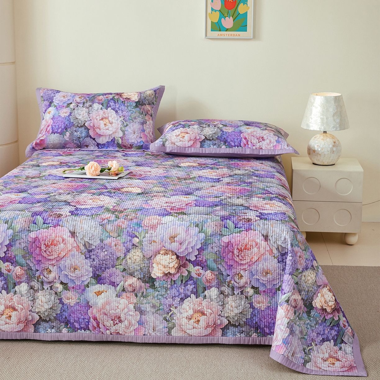 91家纺网 家纺一手货源 找家纺 元元家居（元元被业） 2026新款全棉纯棉13372系列床盖单件床盖单品单床盖-印花款 思思