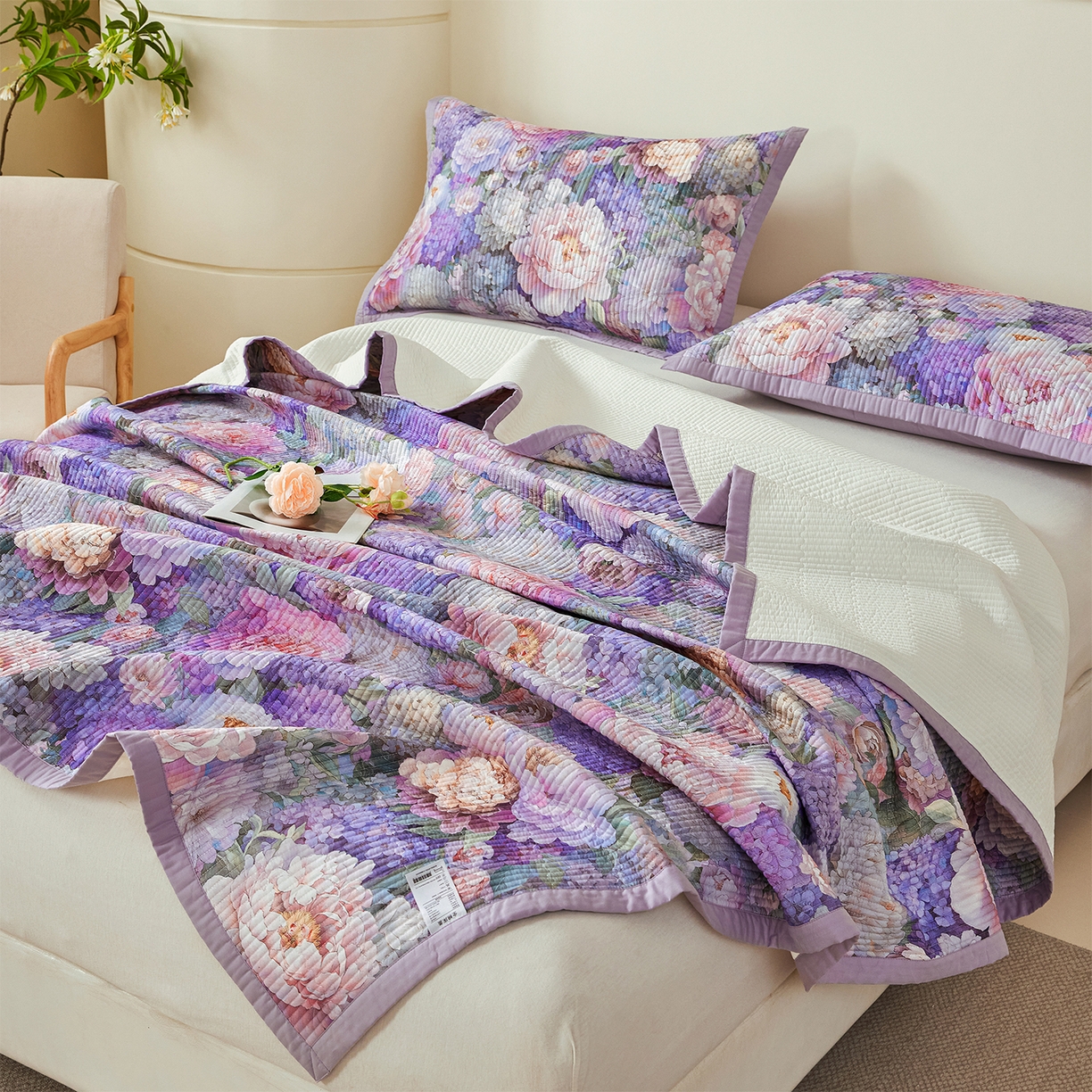 91家纺网 家纺一手货源 找家纺 元元家居（元元被业） 2026新款全棉纯棉13372系列床盖单件床盖单品单床盖-印花款 思思