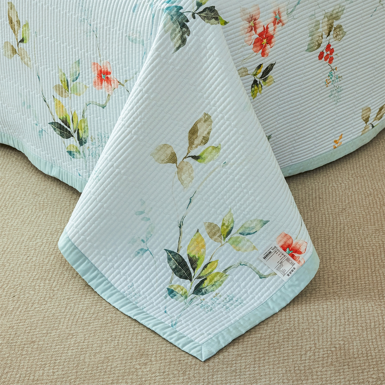 91家纺网 家纺一手货源 找家纺 元元家居（元元被业） 2026新款全棉纯棉13372系列床盖单件床盖单品单床盖-印花款 有枝