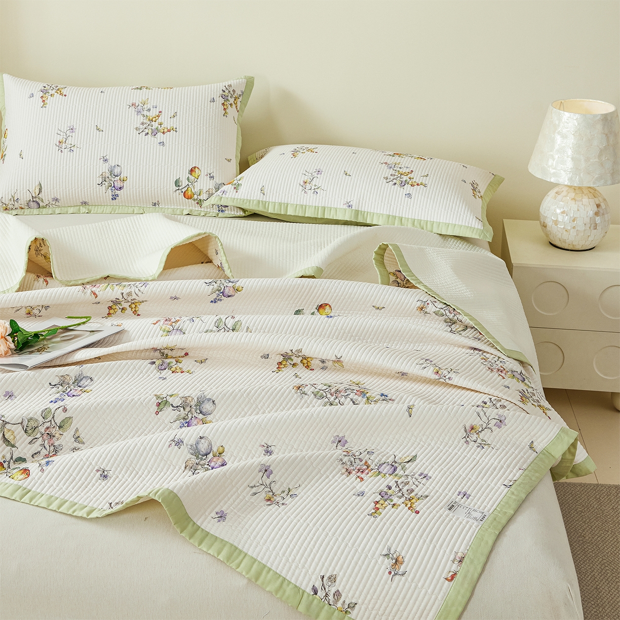 91家纺网 家纺一手货源 找家纺 元元家居（元元被业） 2026新款全棉纯棉13372系列床盖单件床盖单品单床盖-印花款 知夏