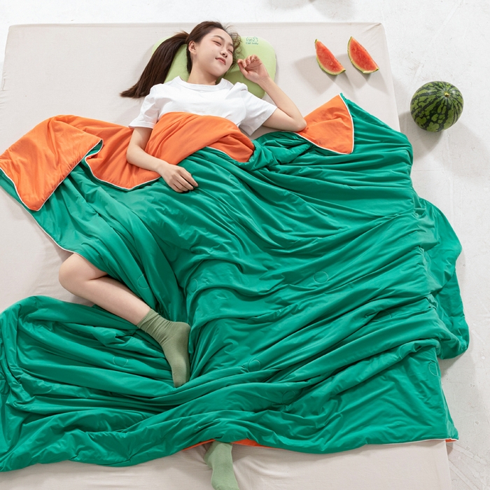 91家纺网 家纺一手货源 找家纺 （总）帕芬鸟家纺 2026新款凉感丝夏被高支高密凉感丝夏被排湿透气凉感丝西瓜夏被