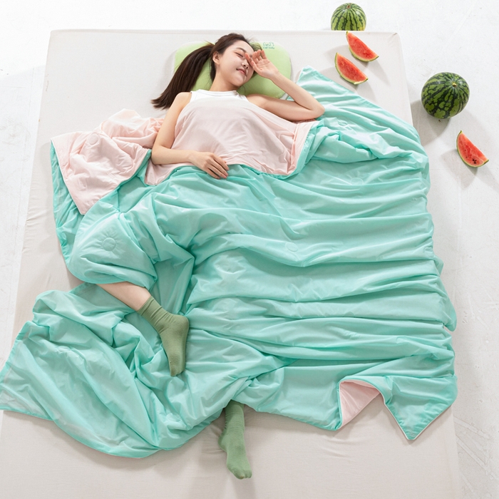 91家纺网 家纺一手货源 找家纺 （总）帕芬鸟家纺 2026新款凉感丝夏被高支高密凉感丝夏被排湿透气凉感丝西瓜夏被