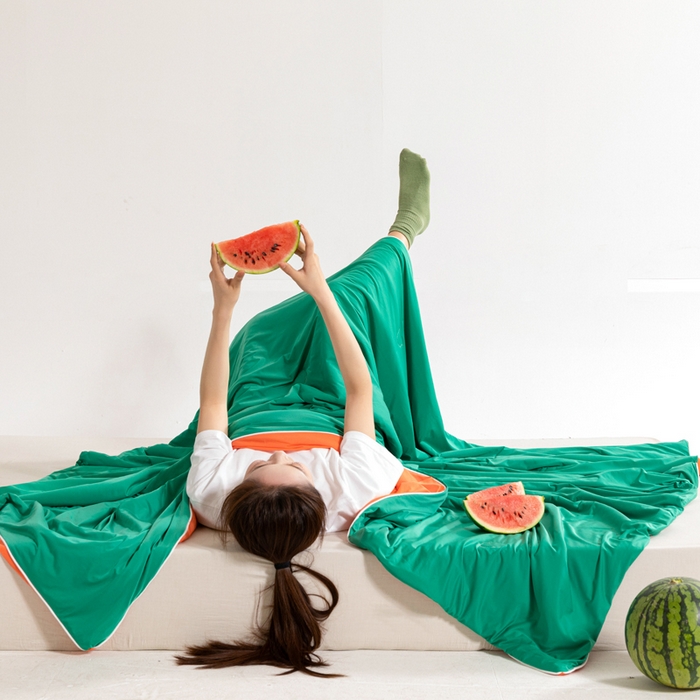 91家纺网 家纺一手货源 找家纺 （总）帕芬鸟家纺 2026新款凉感丝夏被高支高密凉感丝夏被排湿透气凉感丝西瓜夏被