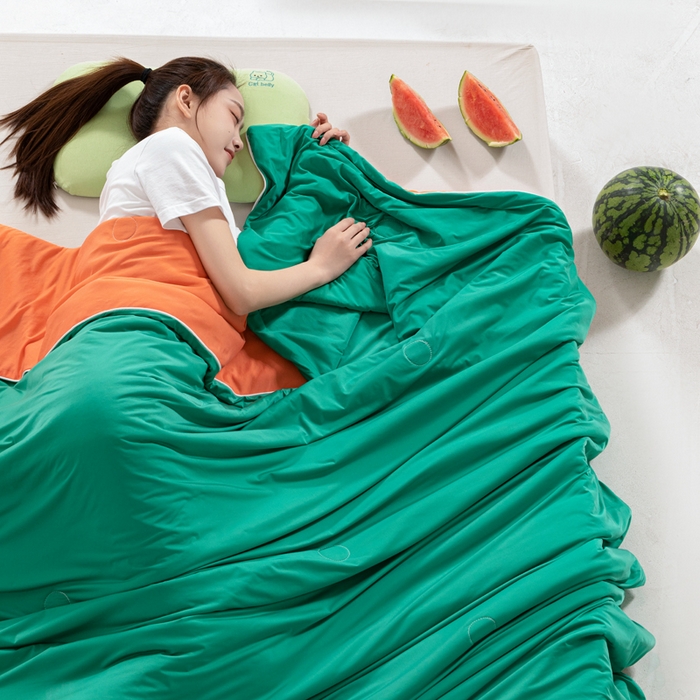 91家纺网 家纺一手货源 找家纺 （总）帕芬鸟家纺 2026新款凉感丝夏被高支高密凉感丝夏被排湿透气凉感丝西瓜夏被