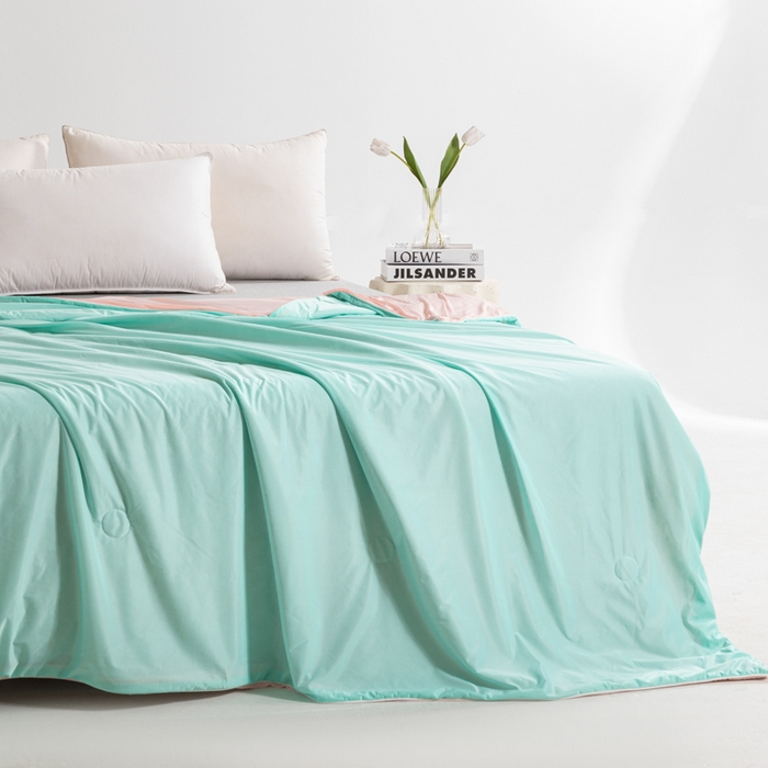 91家纺网 家纺一手货源 找家纺 帕芬鸟家纺 2026新款凉感丝夏被高支高密凉感丝夏被排湿透气凉感丝西瓜夏被 夏日蜜瓜-浅绿配粉