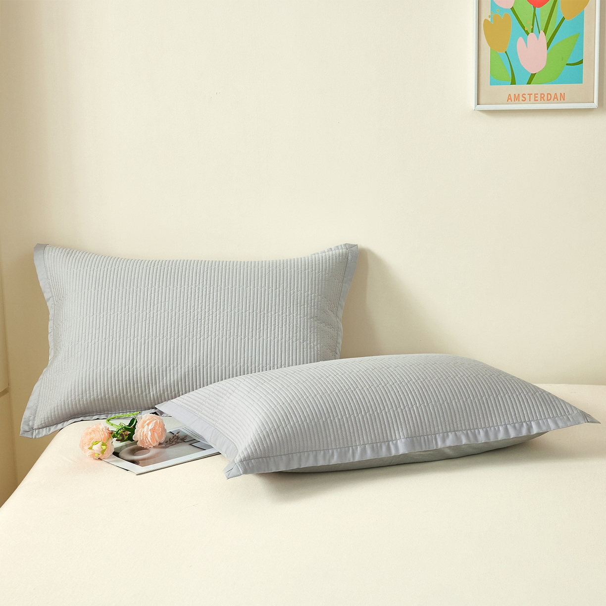 91家纺网 家纺一手货源 找家纺 （总）元元家居（元元被业） 2026新款全棉纯棉13372系列夹棉枕套单件枕套单品单枕套-纯色款