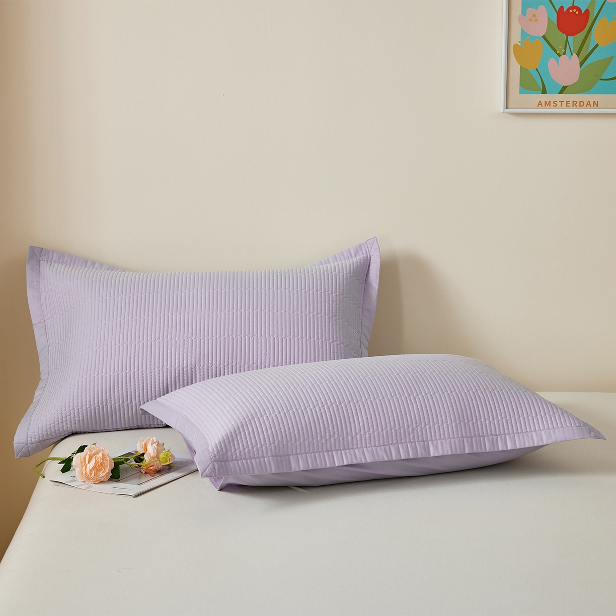 元元家居（元元被业） 2026新款全棉纯棉13372系列夹棉枕套单件枕套单品单枕套-纯色款 罗兰紫