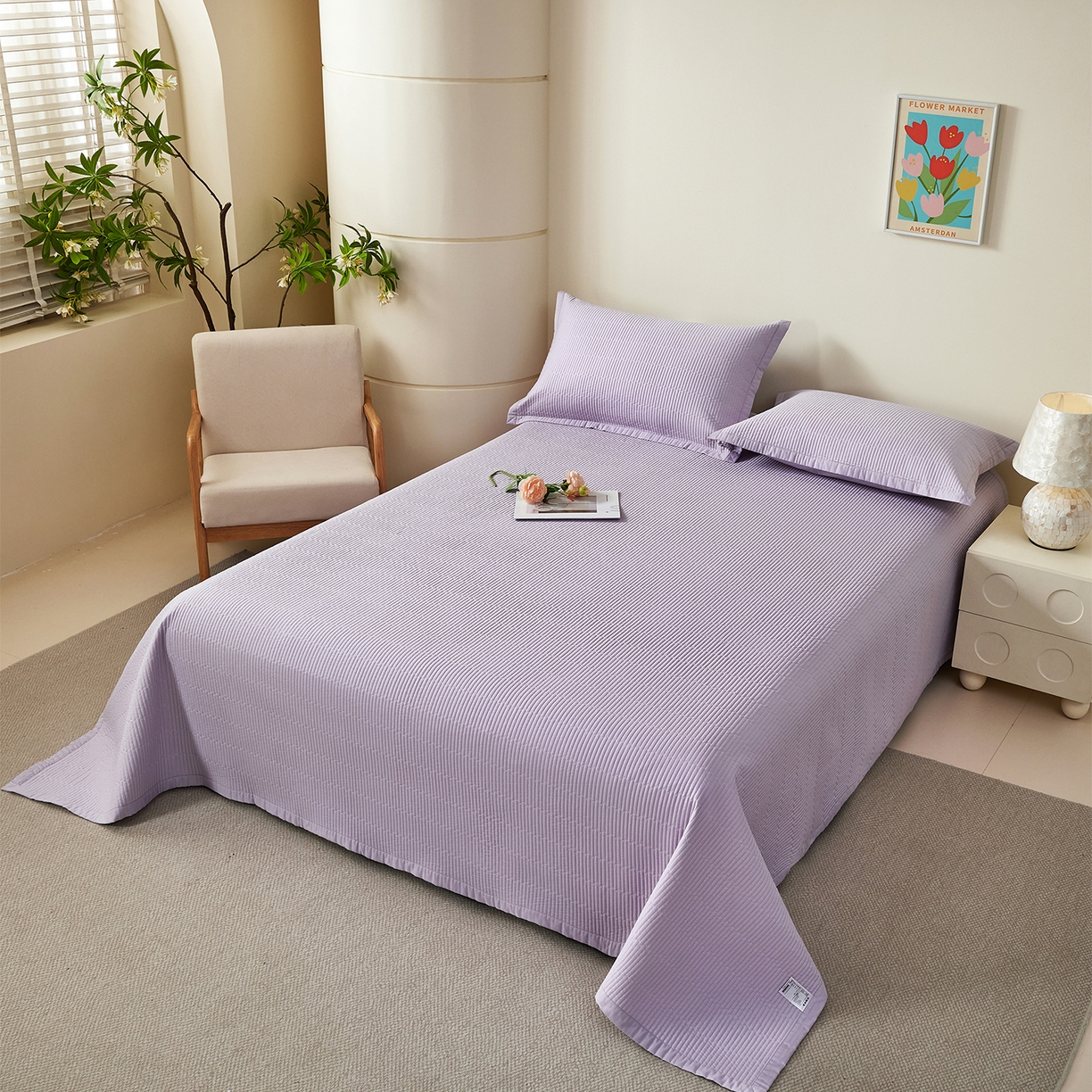 91家纺网 家纺一手货源 找家纺 元元家居（元元被业） 2026新款全棉纯棉13372系列夹棉枕套单件枕套单品单枕套-纯色款 罗兰紫