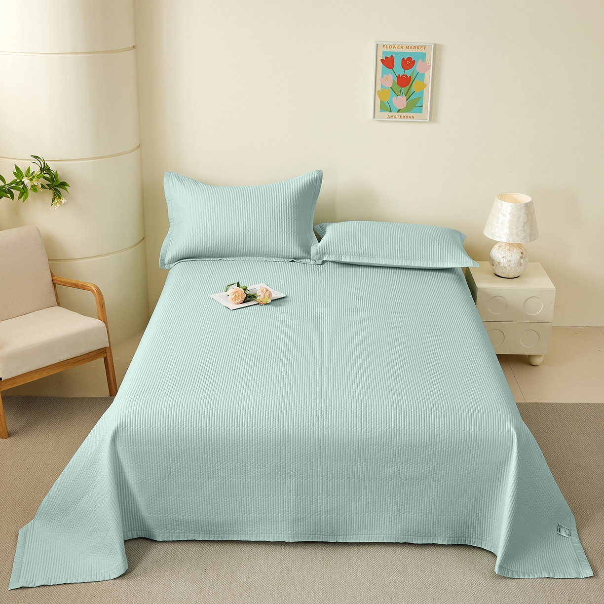 91家纺网 家纺一手货源 找家纺 元元家居（元元被业） 2026新款全棉纯棉13372系列夹棉枕套单件枕套单品单枕套-纯色款 天梦蓝