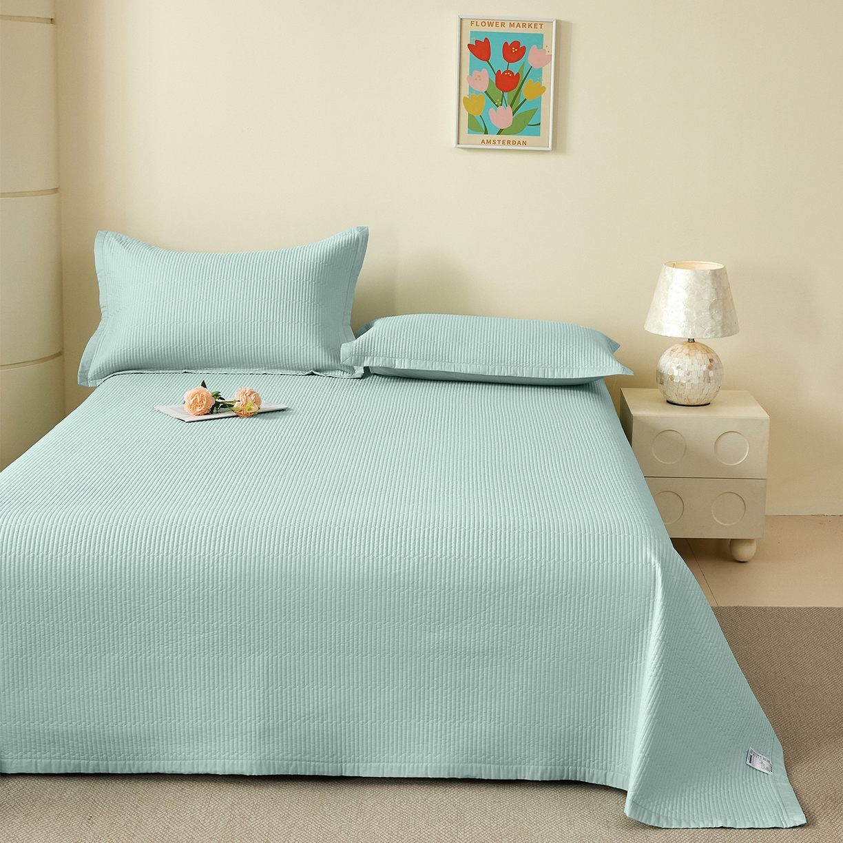 91家纺网 家纺一手货源 找家纺 元元家居（元元被业） 2026新款全棉纯棉13372系列夹棉枕套单件枕套单品单枕套-纯色款 天梦蓝