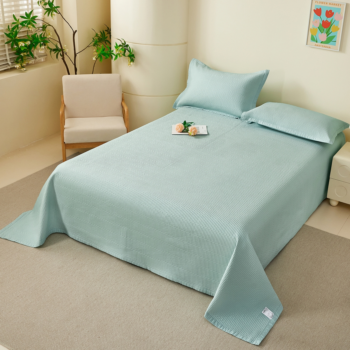 91家纺网 家纺一手货源 找家纺 元元家居（元元被业） 2026新款全棉纯棉13372系列夹棉枕套单件枕套单品单枕套-纯色款 天梦蓝