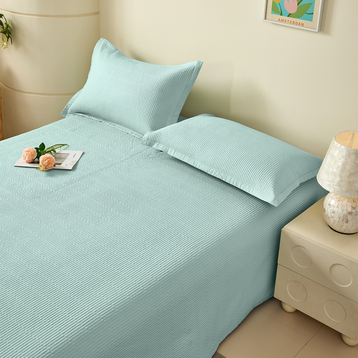 91家纺网 家纺一手货源 找家纺 元元家居（元元被业） 2026新款全棉纯棉13372系列夹棉枕套单件枕套单品单枕套-纯色款 天梦蓝