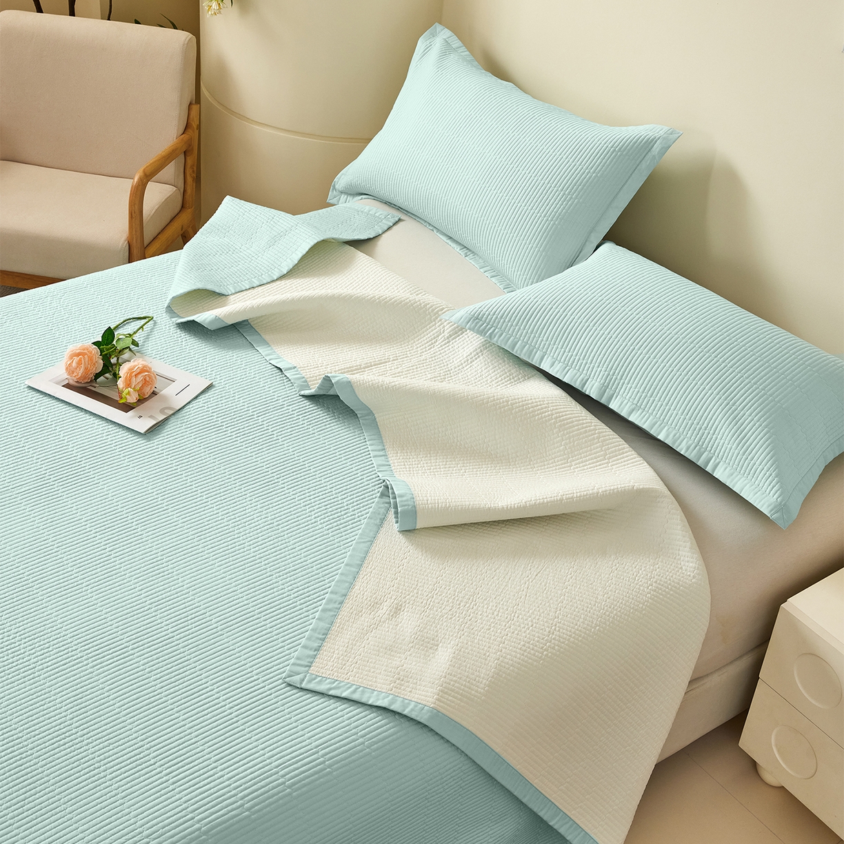 91家纺网 家纺一手货源 找家纺 元元家居（元元被业） 2026新款全棉纯棉13372系列夹棉枕套单件枕套单品单枕套-纯色款 天梦蓝