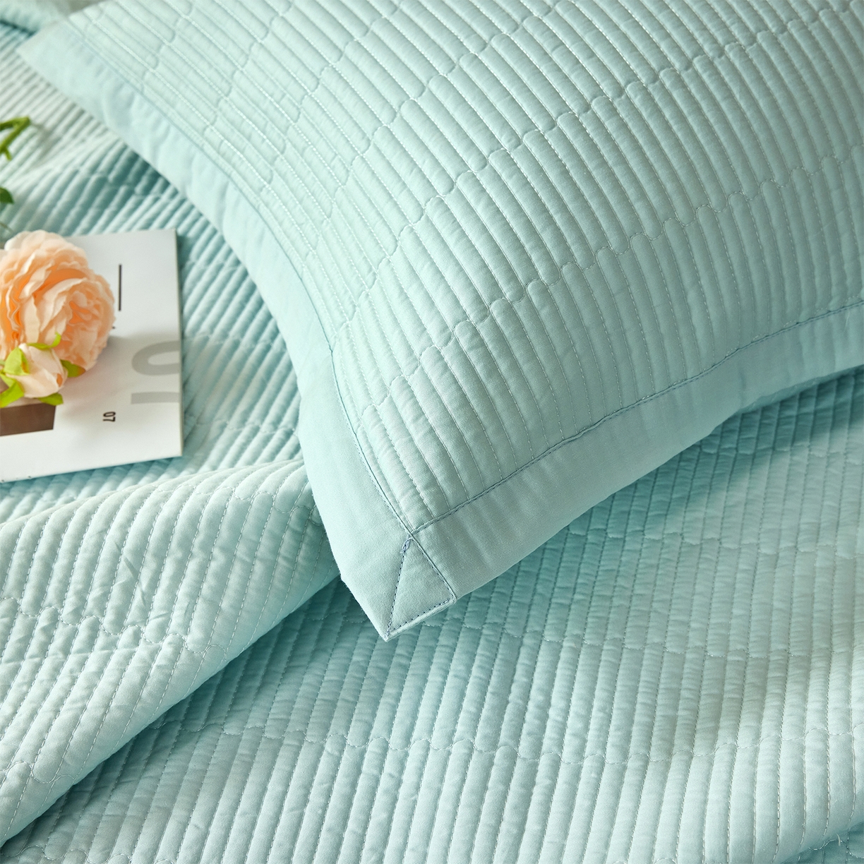 91家纺网 家纺一手货源 找家纺 元元家居（元元被业） 2026新款全棉纯棉13372系列夹棉枕套单件枕套单品单枕套-纯色款 天梦蓝